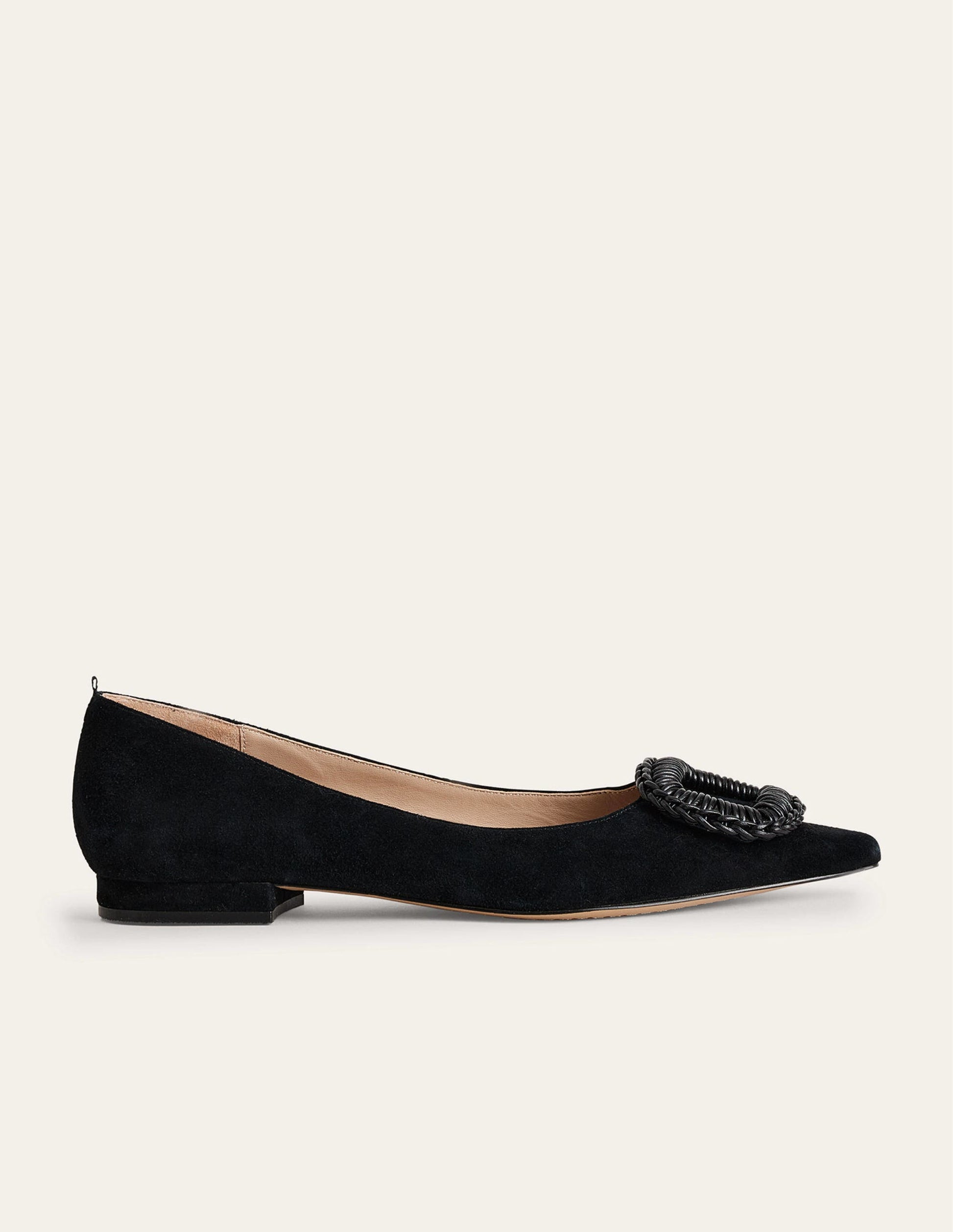 Pointed Ballet Flats-Black Suede-1