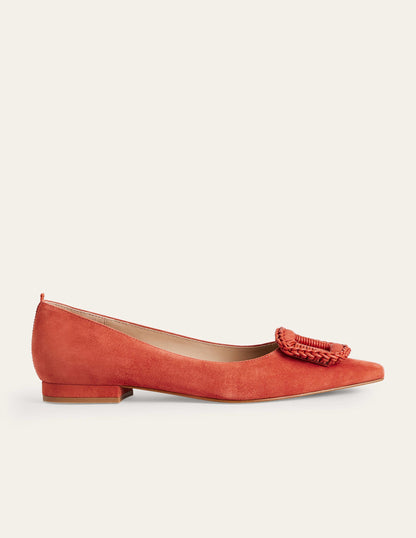 Pointed Ballet Flats-Tomato Suede-1