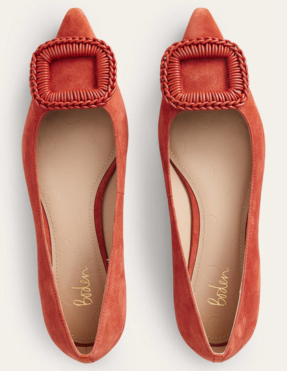 Pointed Ballet Flats-Tomato Suede-4