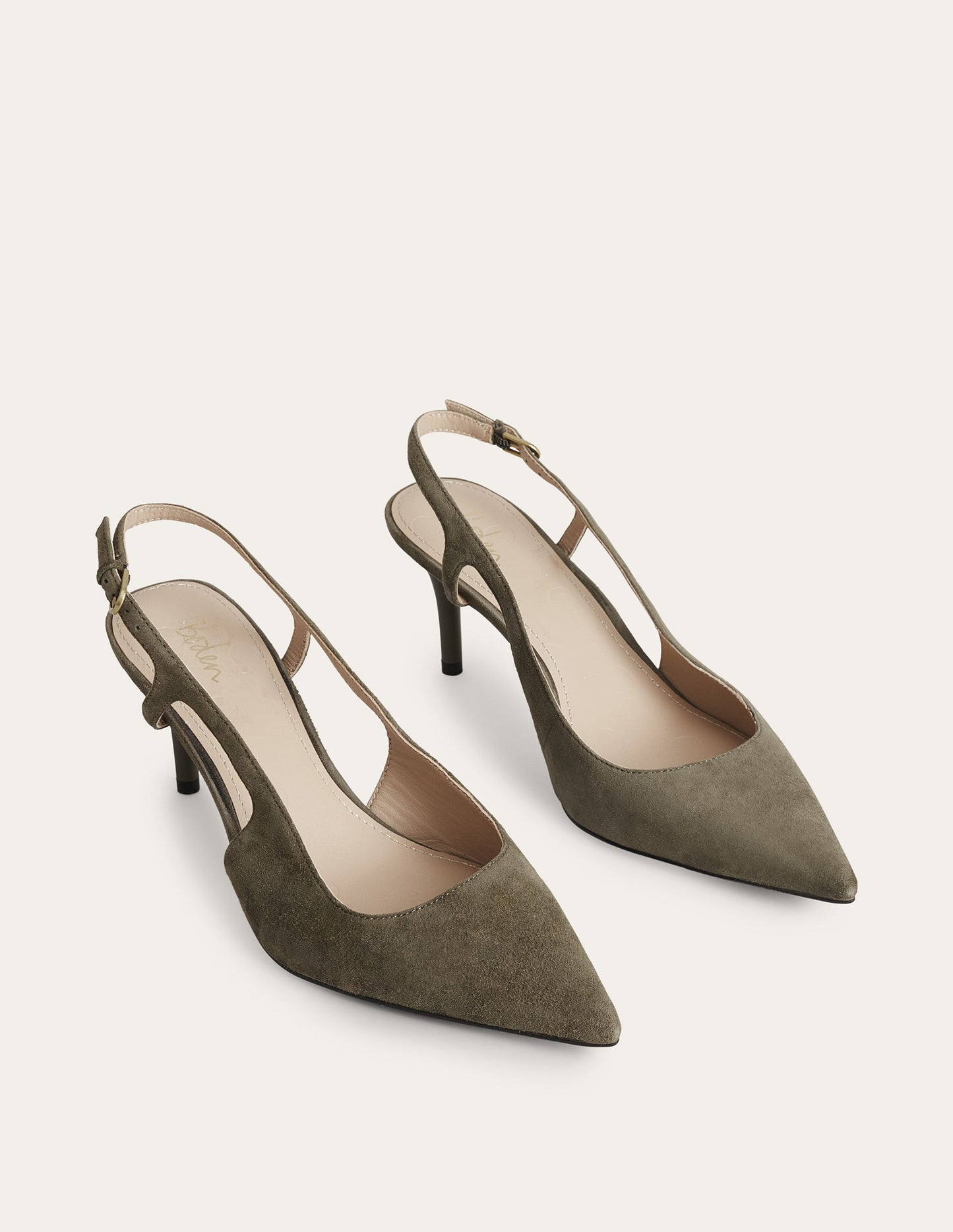 Cut Out Sling Back Heels-Deep Olive Suede