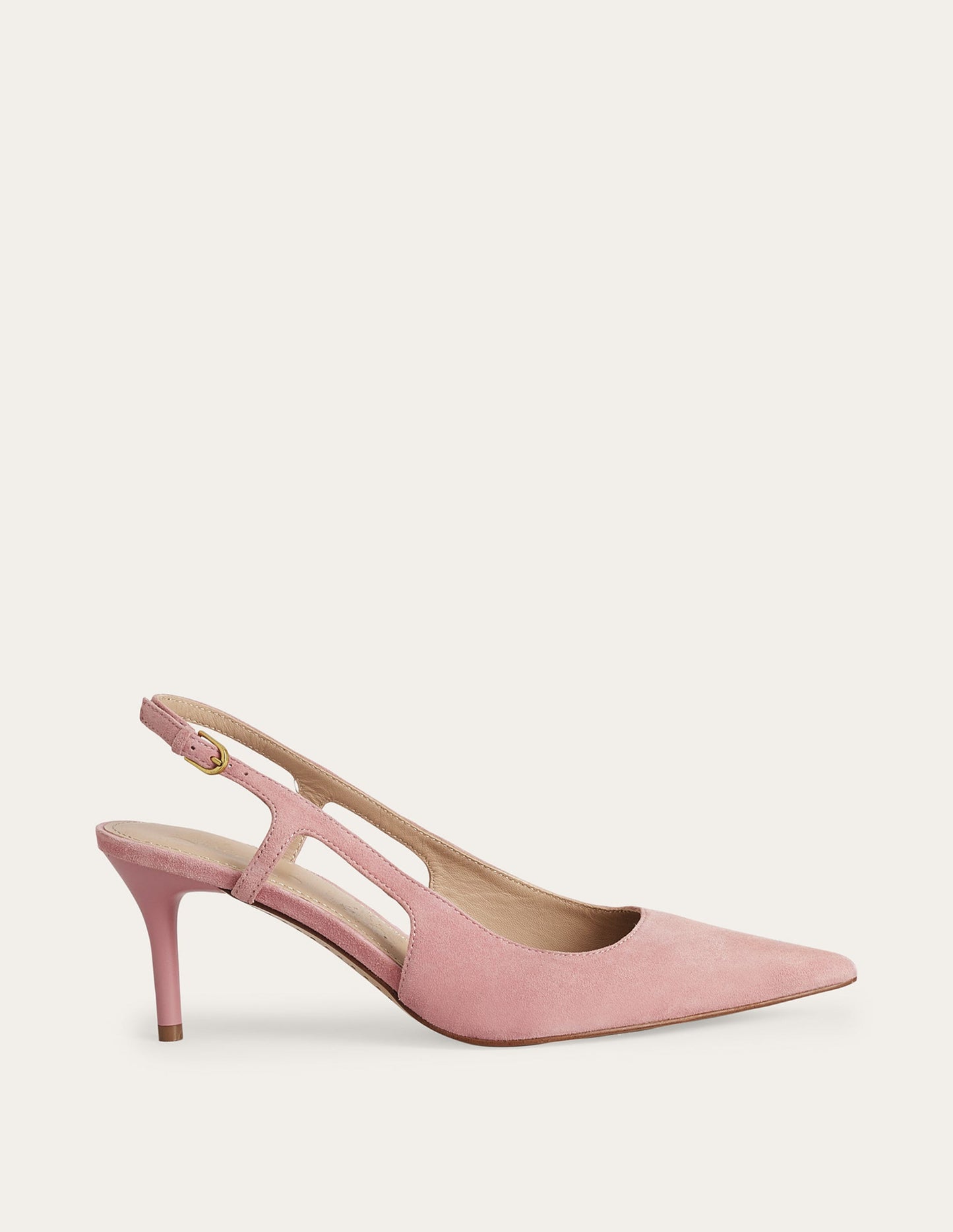 Cut Out Sling Back Heels-Blush Kid Suede