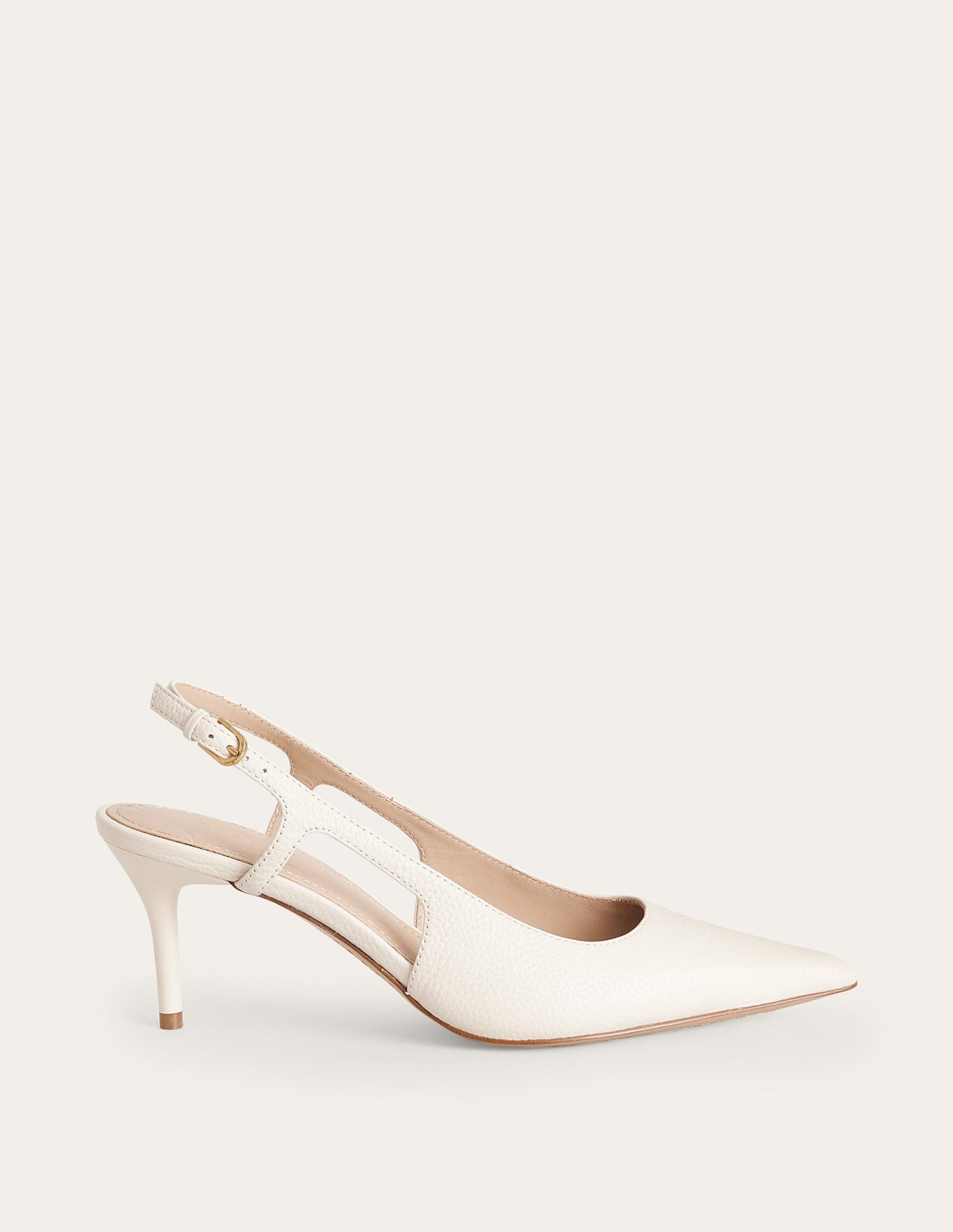 Cut Out Sling Back Heels-Off White Tumbled Leather