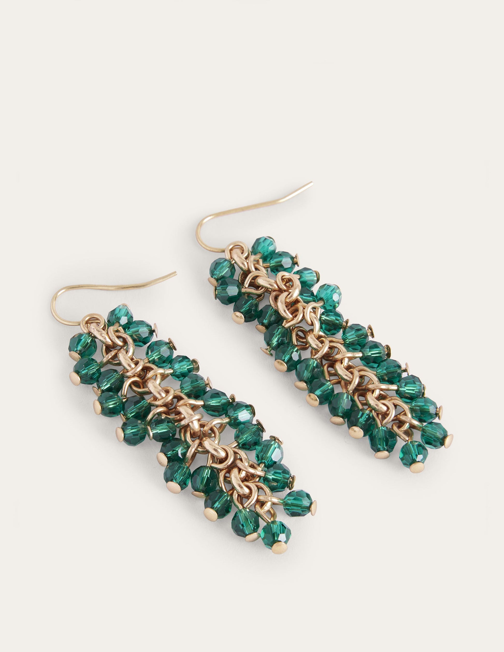 Beaded Drop Earrings-Green-2