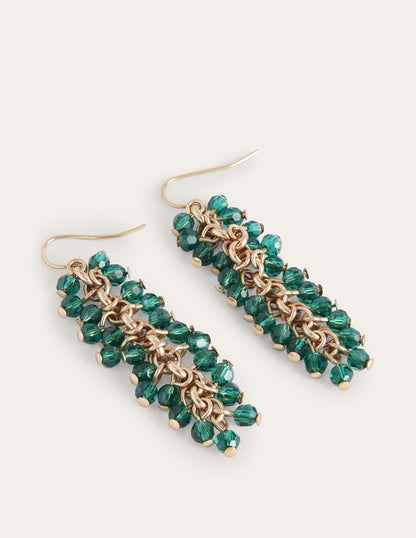 Beaded Drop Earrings-Green-2