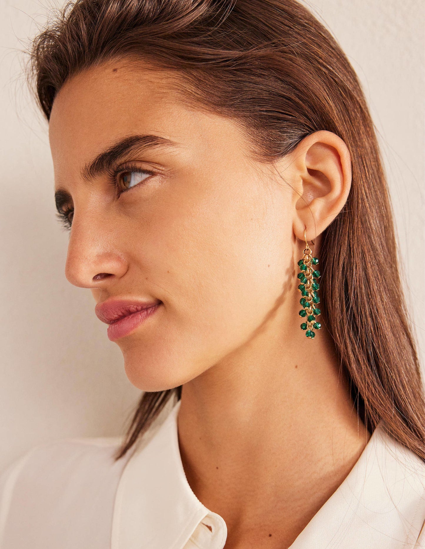 Beaded Drop Earrings-Green