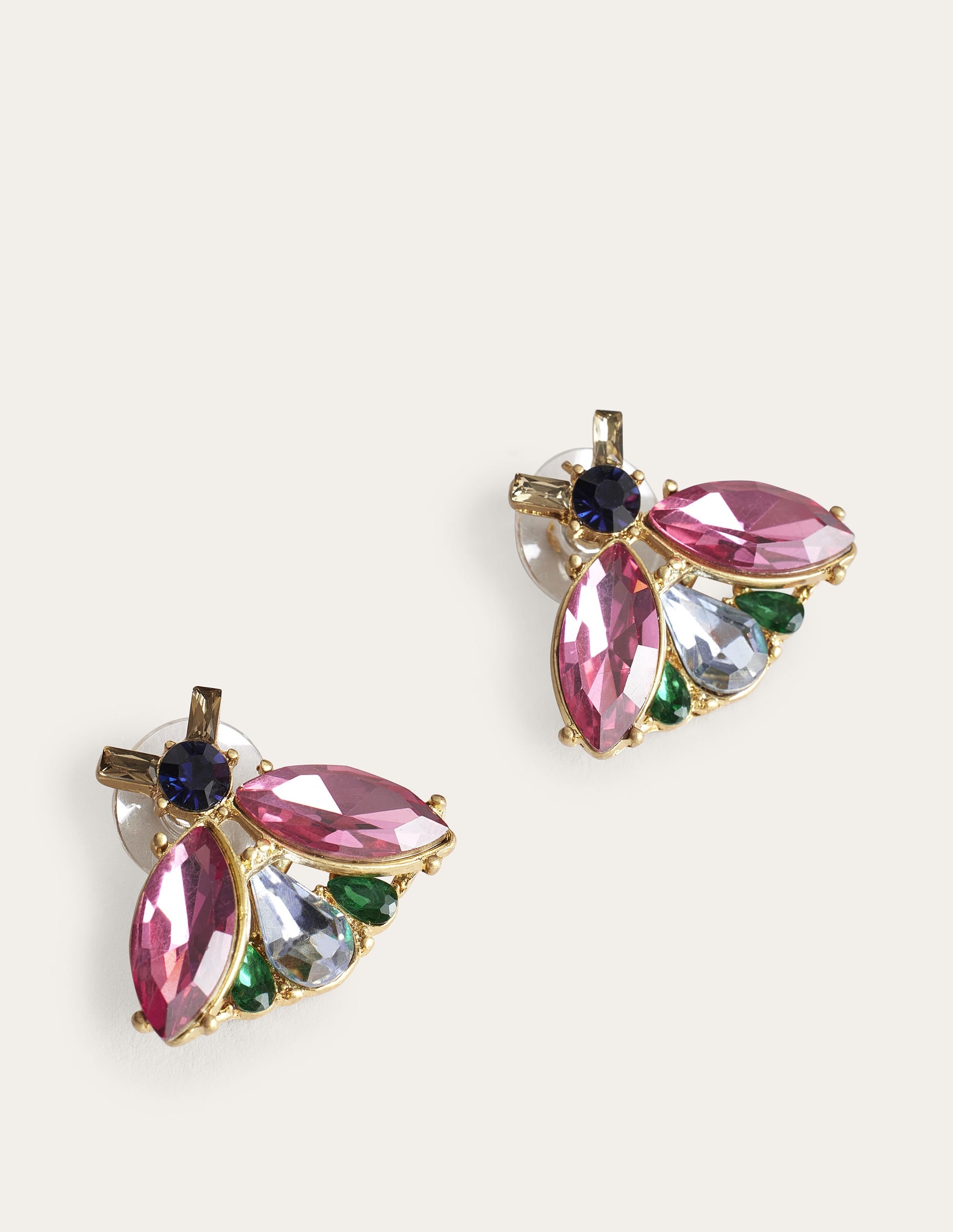 Embellished Bee Stud Earrings-Blue & Pink - Image 2