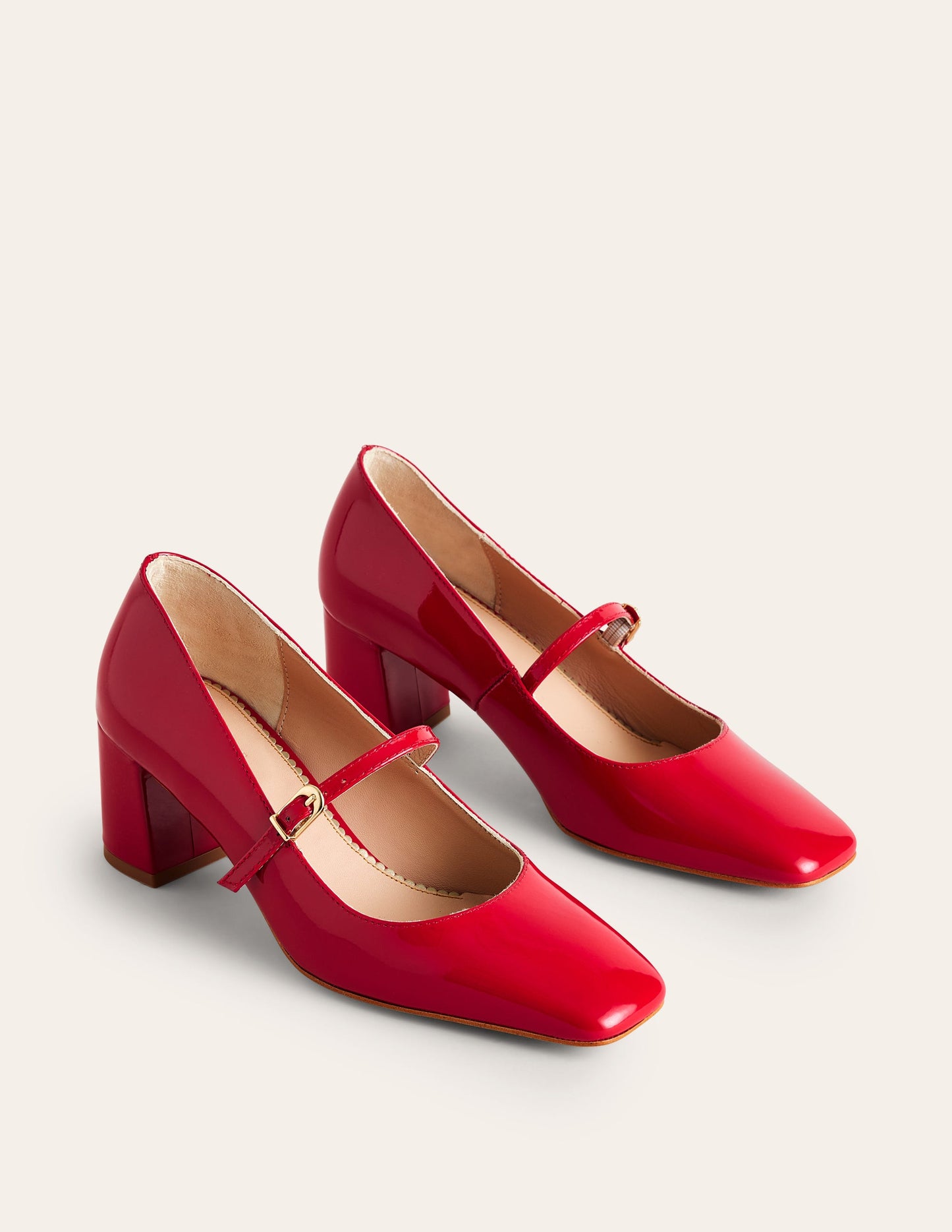 Block Heel Mary Jane-Flamenco Red Patent