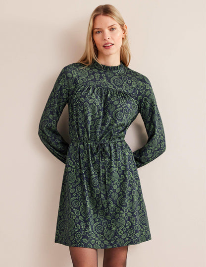 Easy Yoke Mini Jersey Dress-Broad Bean, Tropic Charm-4