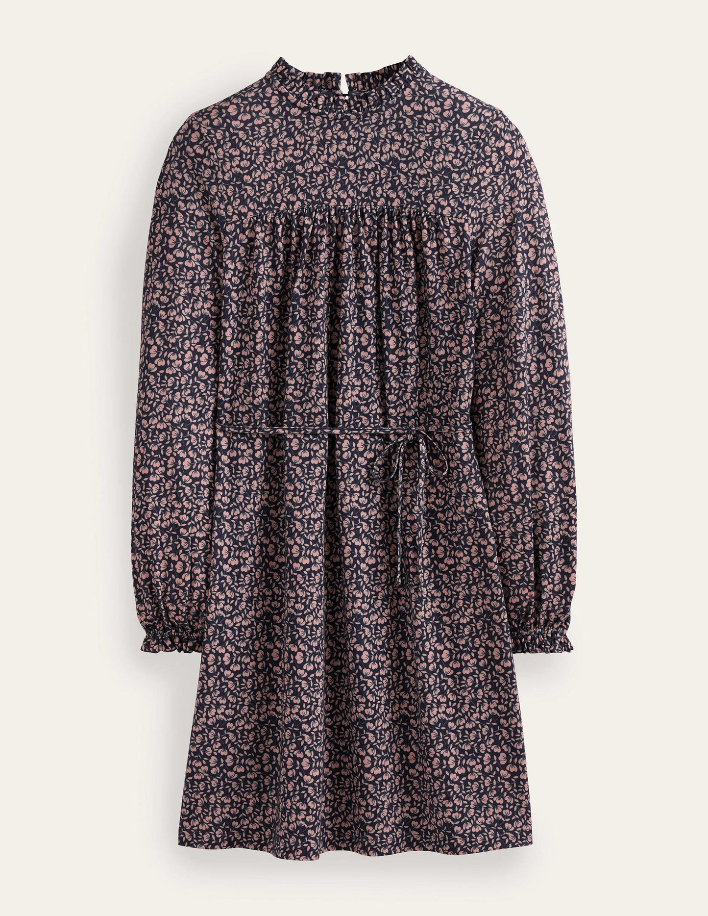 Easy Yoke Mini Jersey Dress-French Navy, Poppy Petal