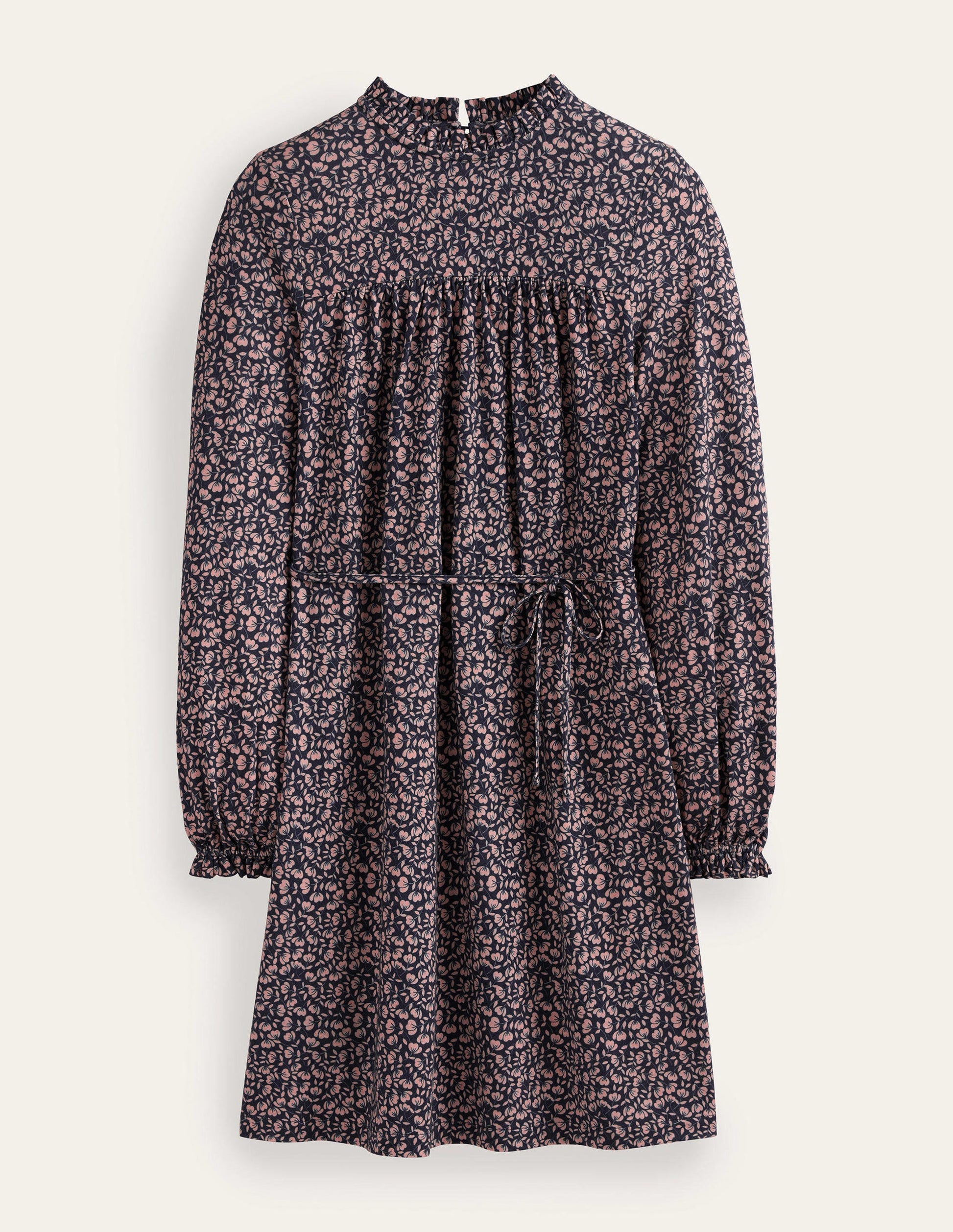 Easy Yoke Mini Jersey Dress-French Navy, Poppy Petal-6