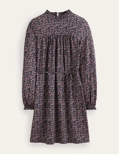 Easy Yoke Mini Jersey Dress-French Navy, Poppy Petal-6