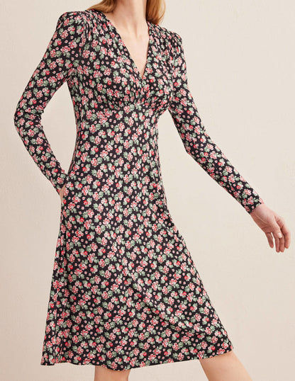 Jersey Mini Tea Dress-Black, Diamond Rose-4