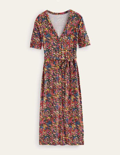 Button Front Jersey Midi Dress-Multi, Gardenia Petal-5