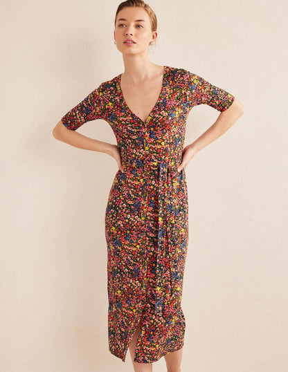 Button Front Jersey Midi Dress-Multi, Gardenia Petal-1