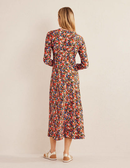 Crew Neck Midi Tea Dress-Multi, Peony Pop-3