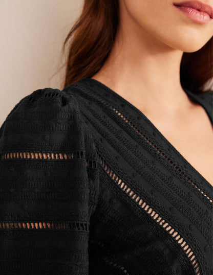 Woven Mix Midi Jersey Dress-Black-2