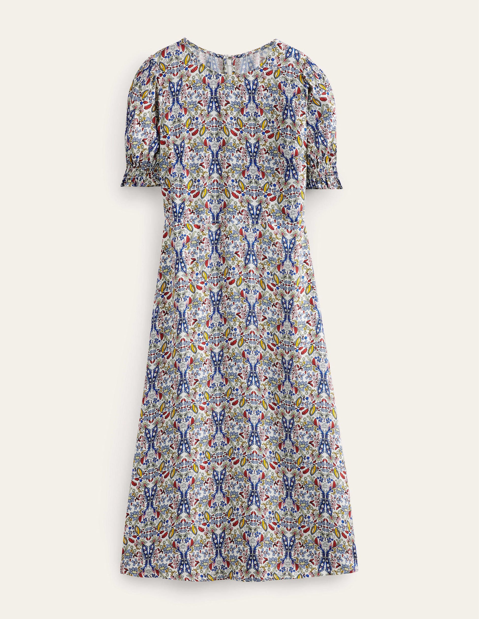 Corinne Midi Tea Dress-Ivory, Exotic Foliage-5