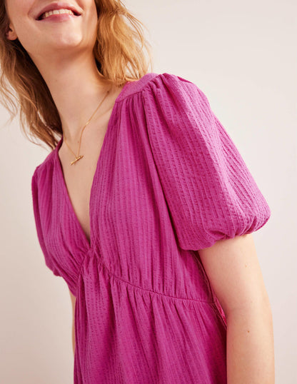 Jersey Seersucker Dress-Rose Violet-2