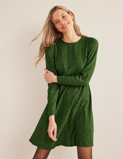 Crew Neck Fit-and-Flare Dress-Park Ranger, Sunflower Pop-1