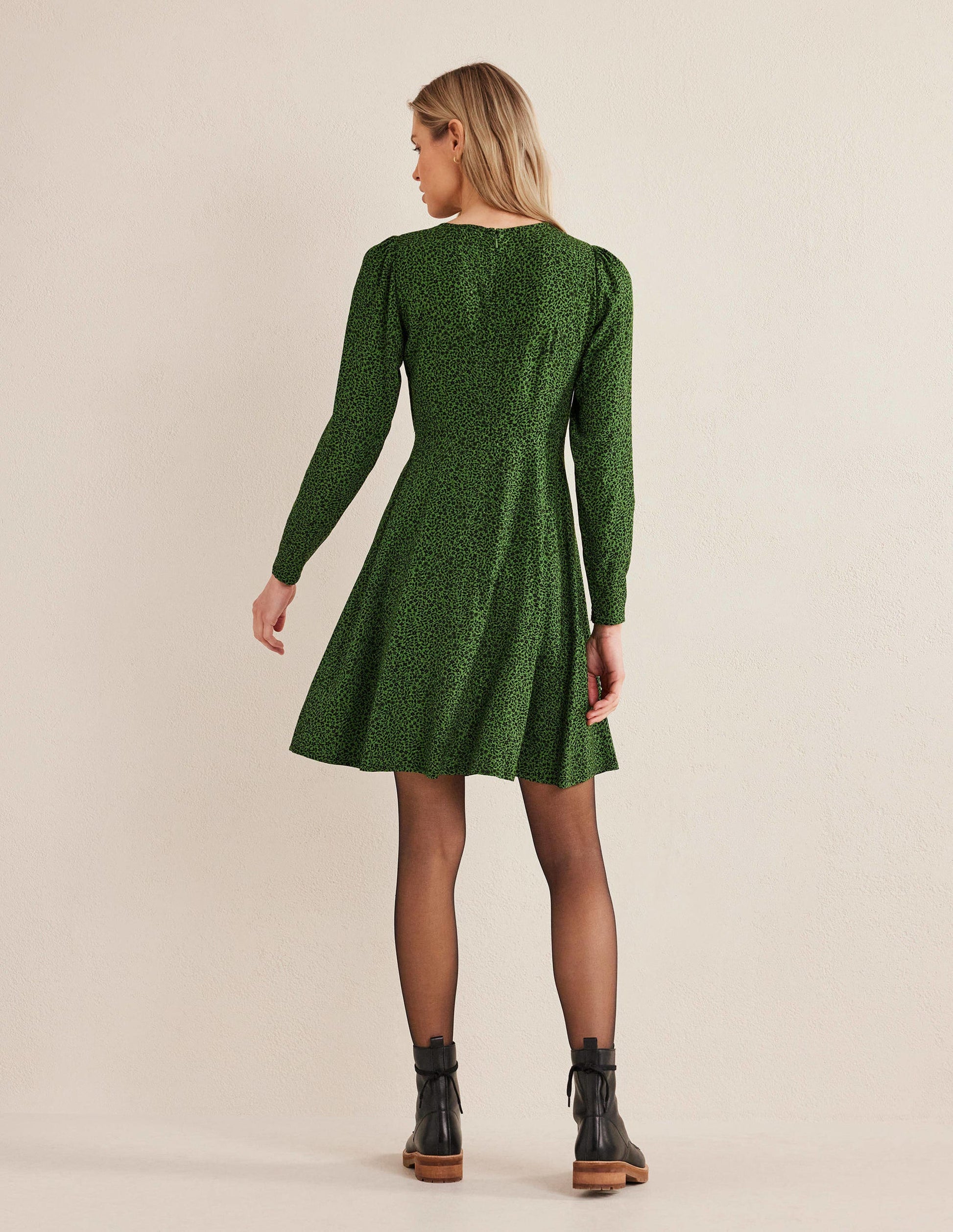 Crew Neck Fit-and-Flare Dress-Park Ranger, Sunflower Pop-3