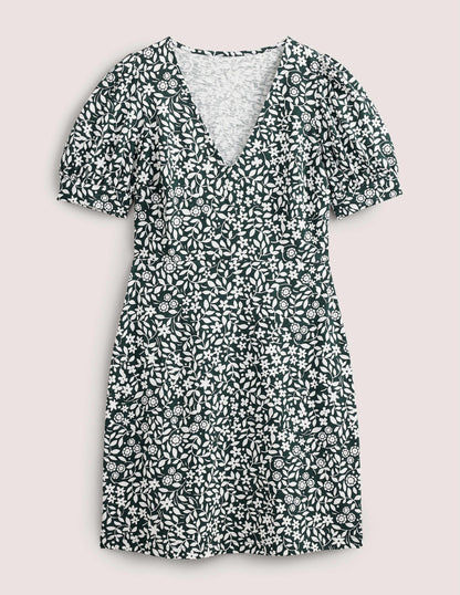 V-Neck Jersey Mini Dress-Chatsworth, Sunflower Pop-7