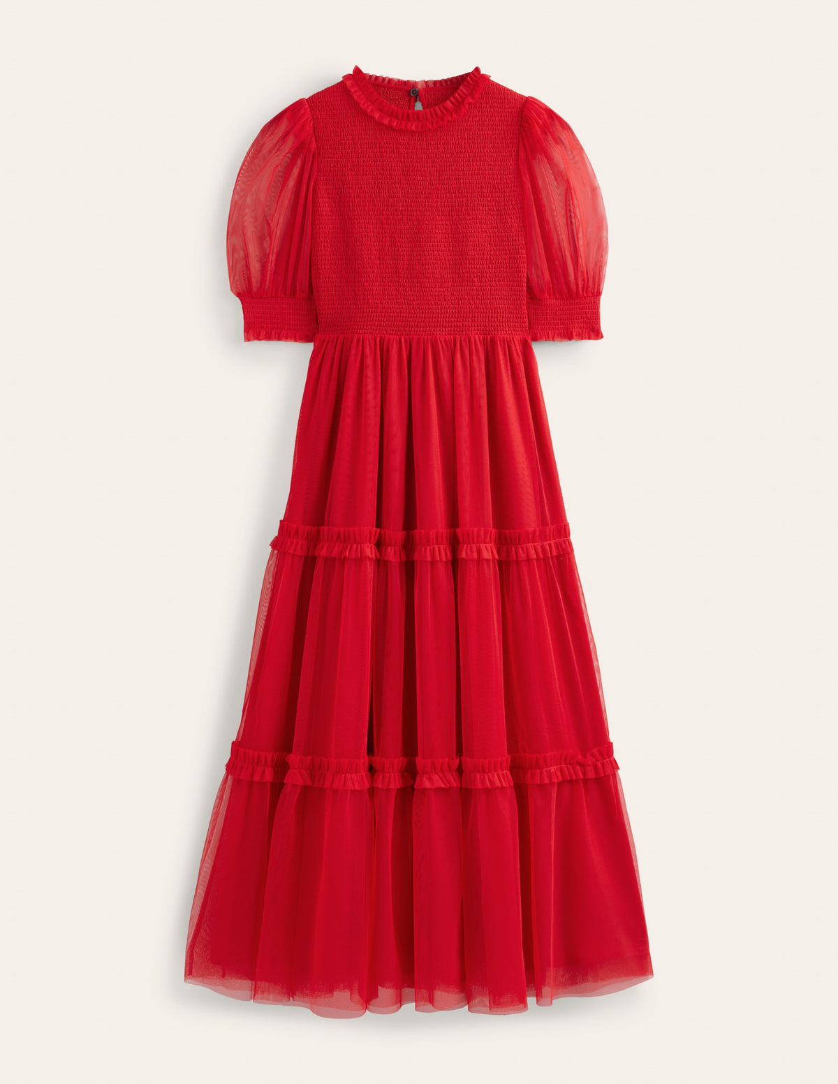 Smocked Tulle Maxi Dress-Dark Rose - Image 5