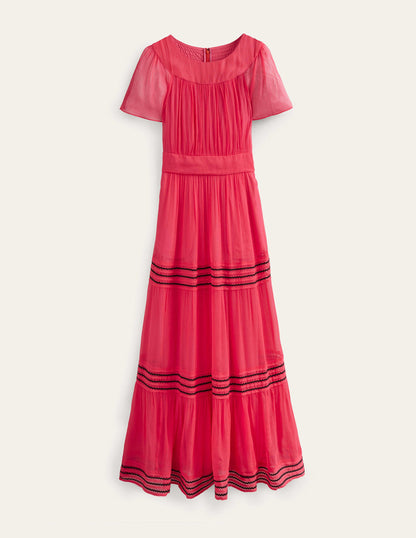 Trim Detail Maxi Dress-Hibiscus