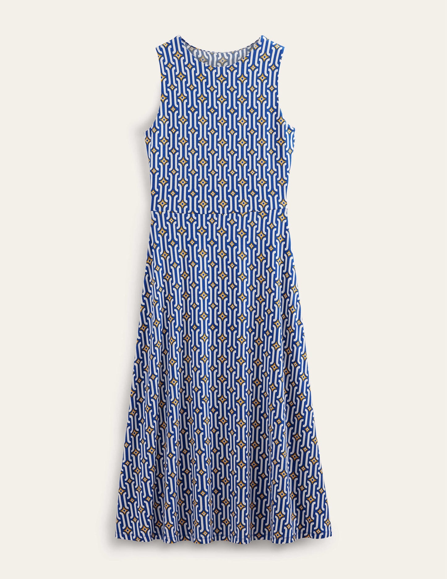 Cut-out Jersey Midi Dress-Sapphire, Azure Geo