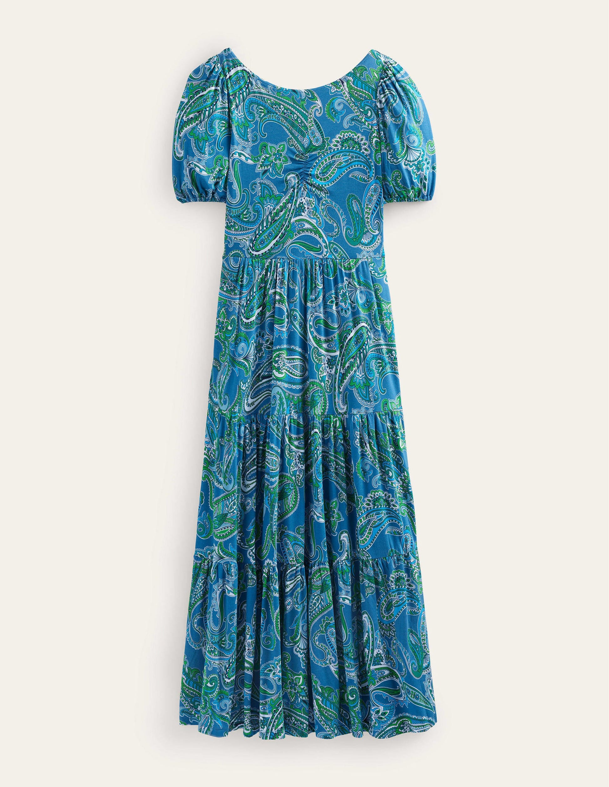 Cutout-Back Jersey Maxi Dress-Aegean Blue, Paradise Pop-7