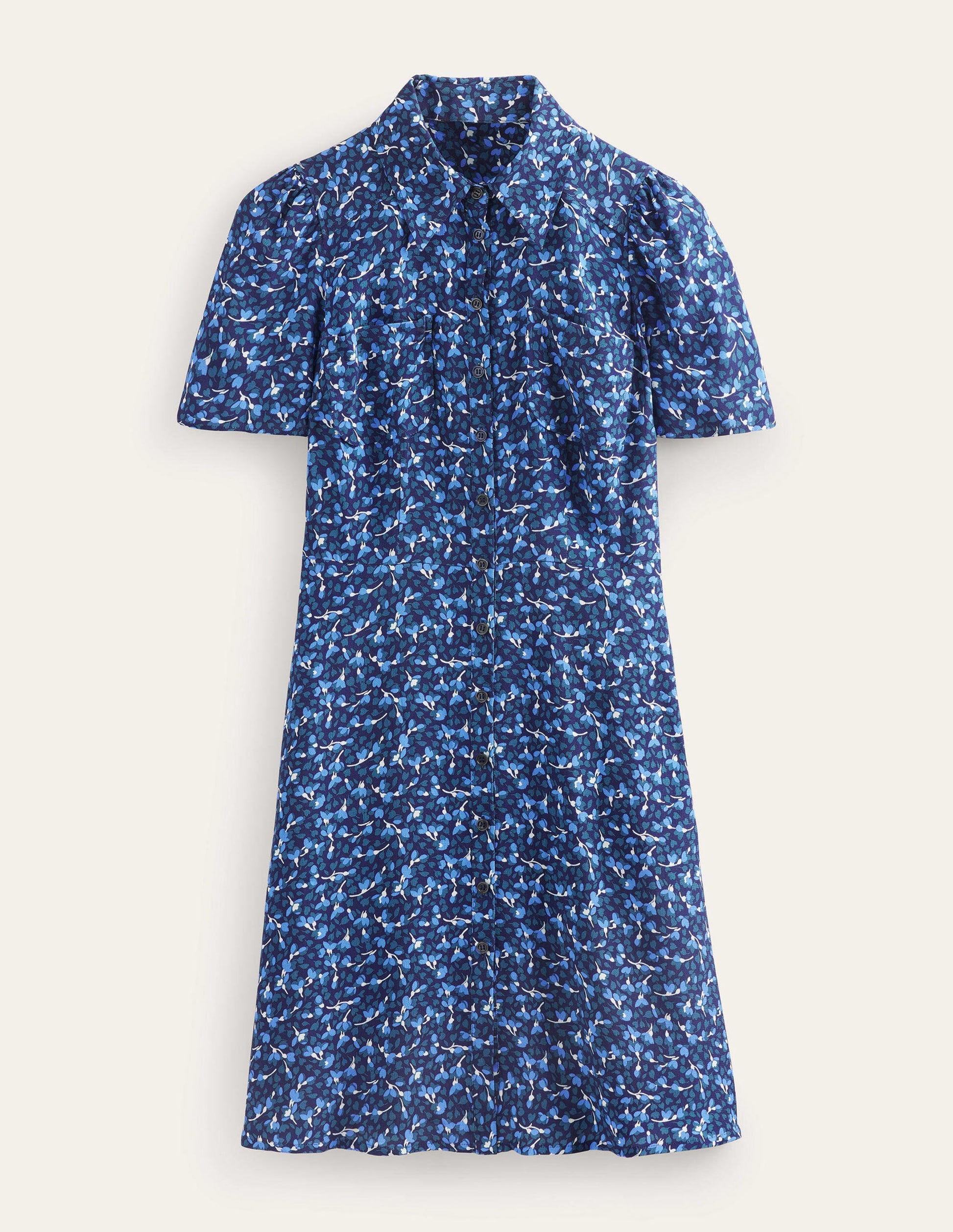 Clara Shirt Dress-French Navy, Flora-10