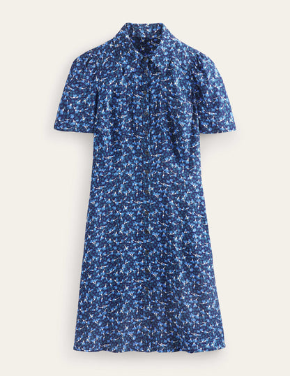 Clara Shirt Dress-French Navy, Flora-10