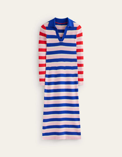 Collared Rib Dress-Orchid Pink, Warm Ivory-6
