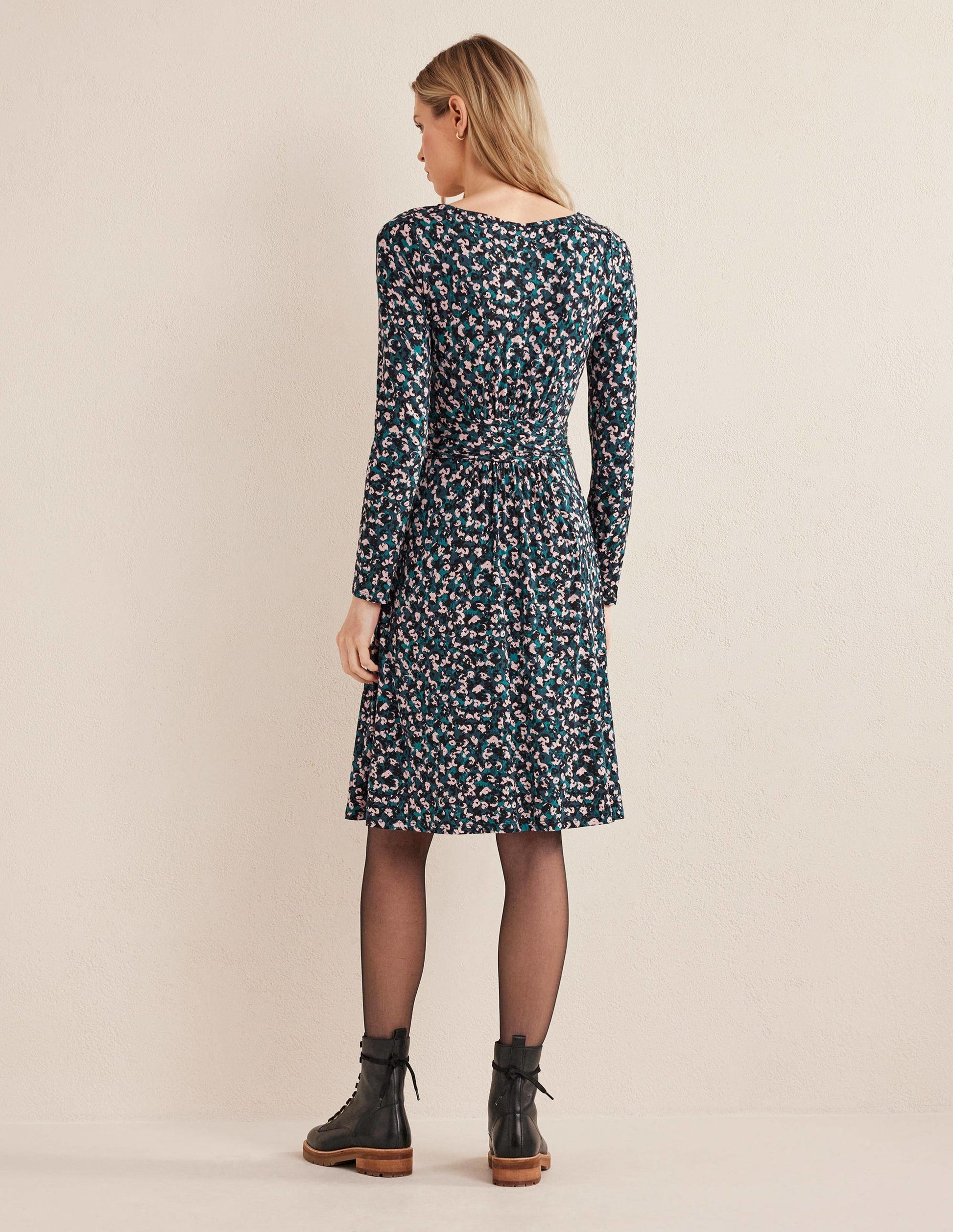 Abigail Jersey Dress-Seaweed, Painterly Stroke-3