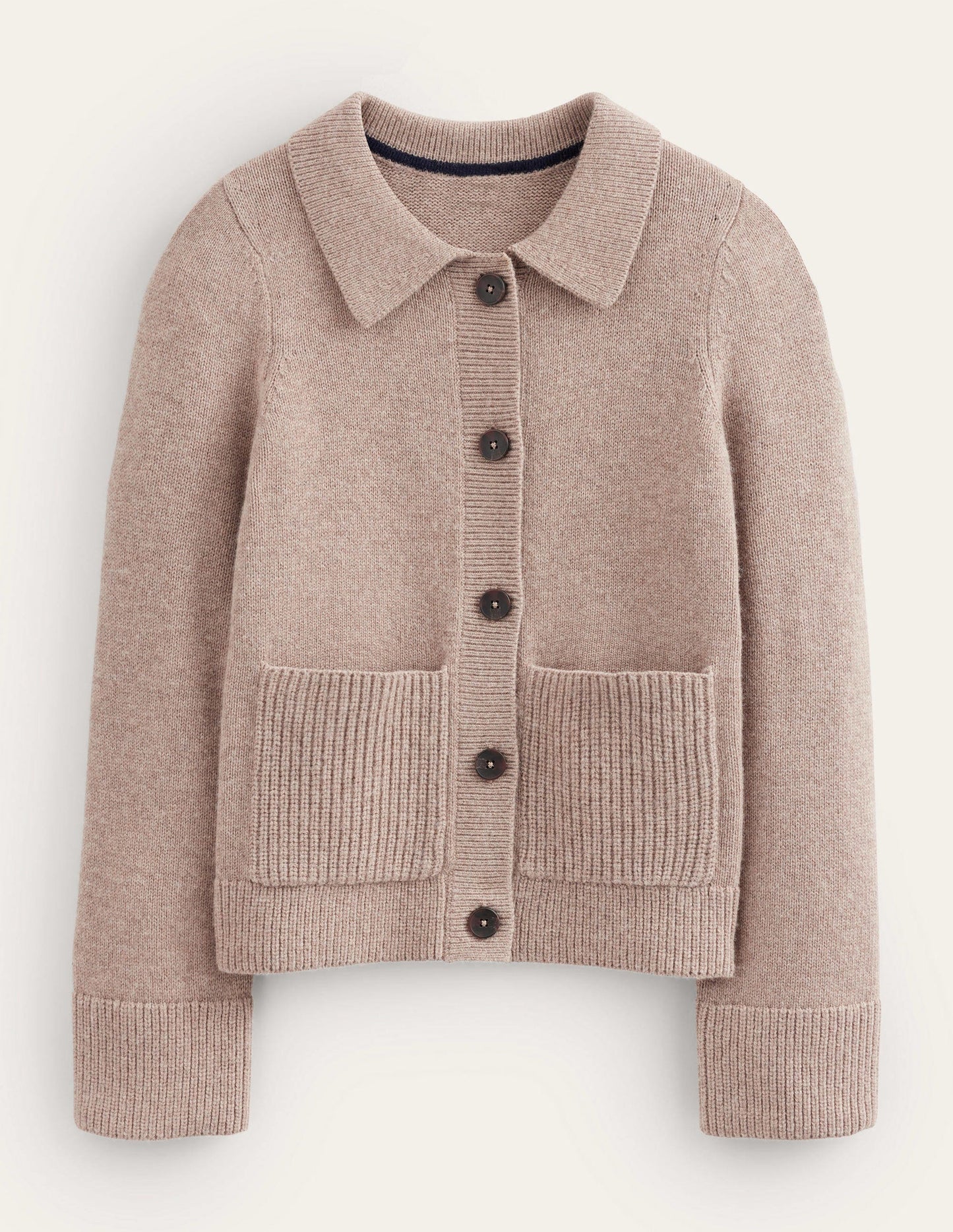 Collared Cardigan-Dark Mink Melange