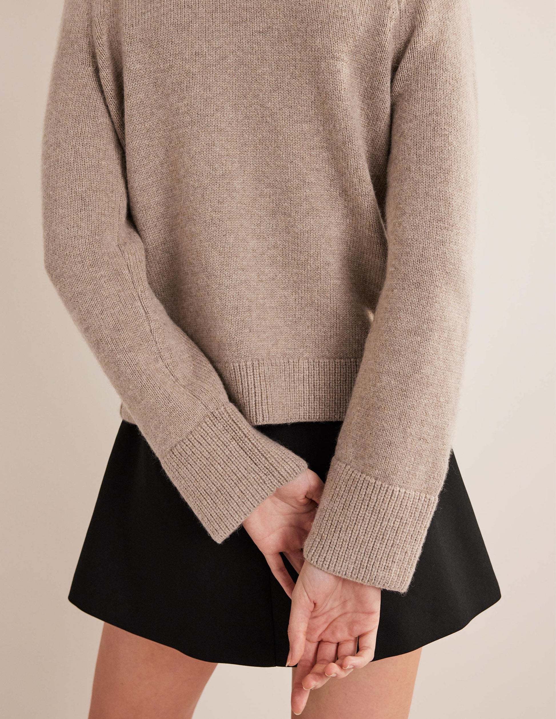 Collared Cardigan-Dark Mink Melange-2