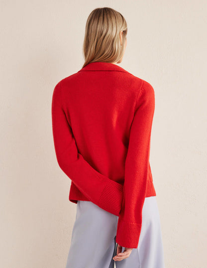 Collared Cardigan-High Risk Red