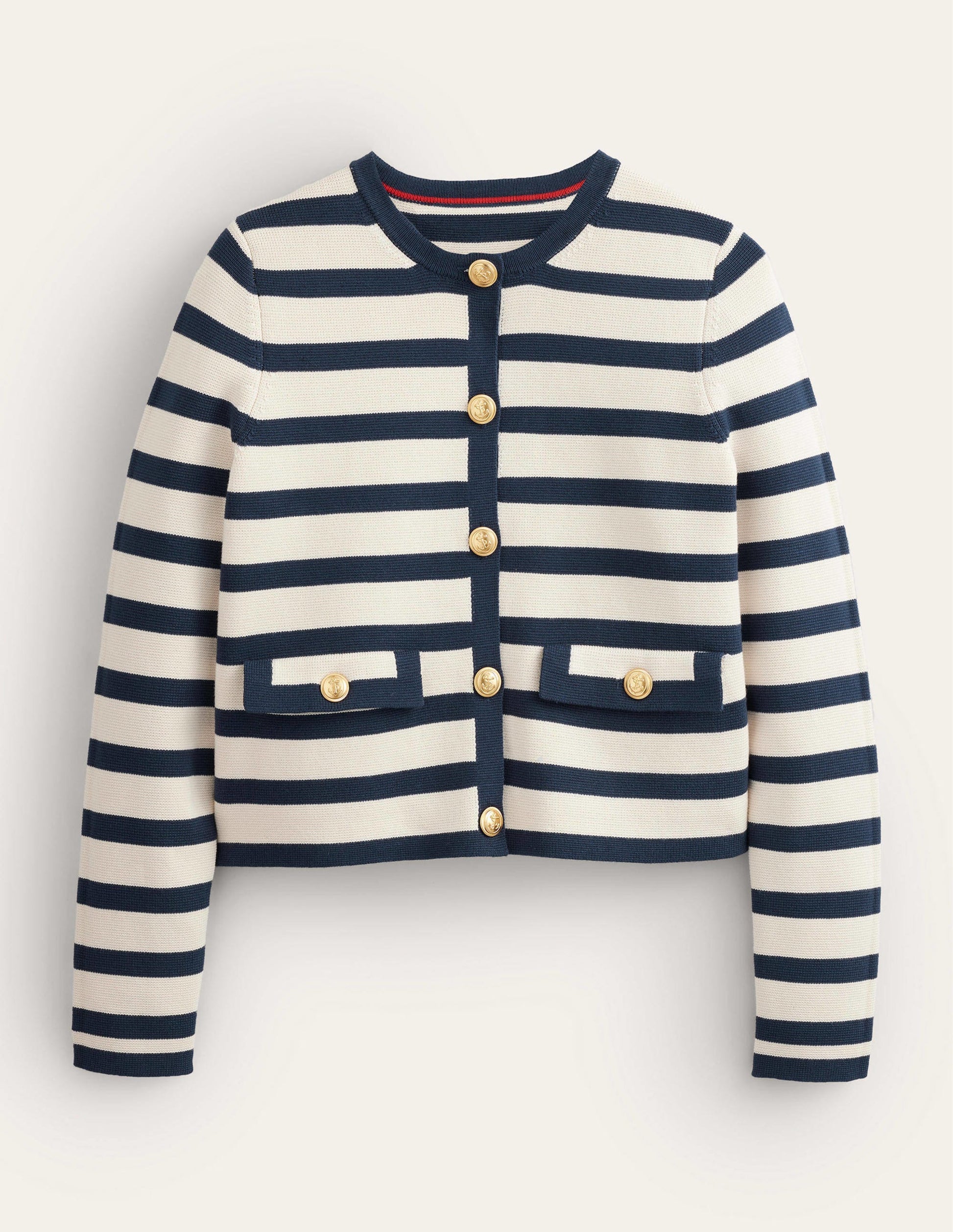 Holly Knitted Jacket-Ivory, Navy Stripe-5