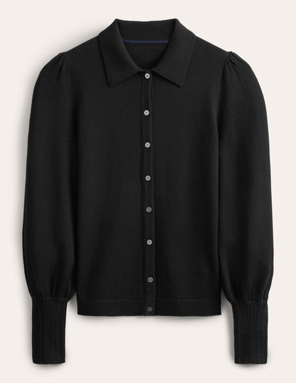 Merino Detail Cuff  Shirt-Black-5