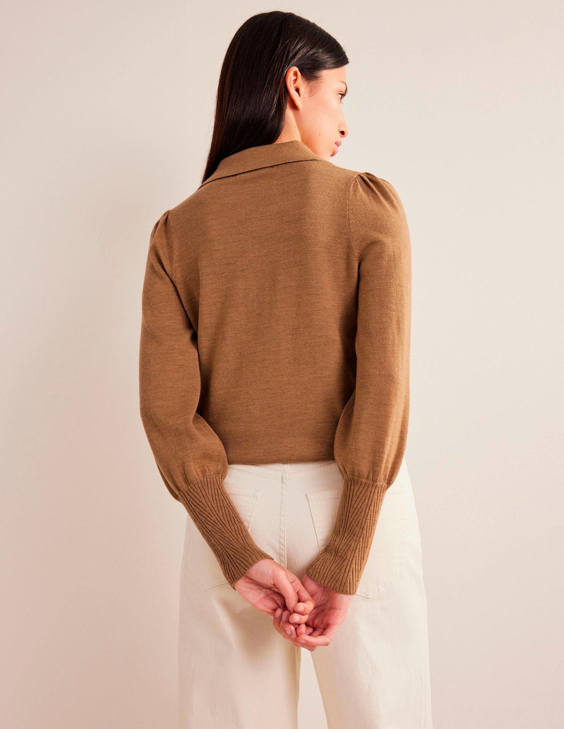 Merino Detail Cuff  Shirt-Camel Melange-3