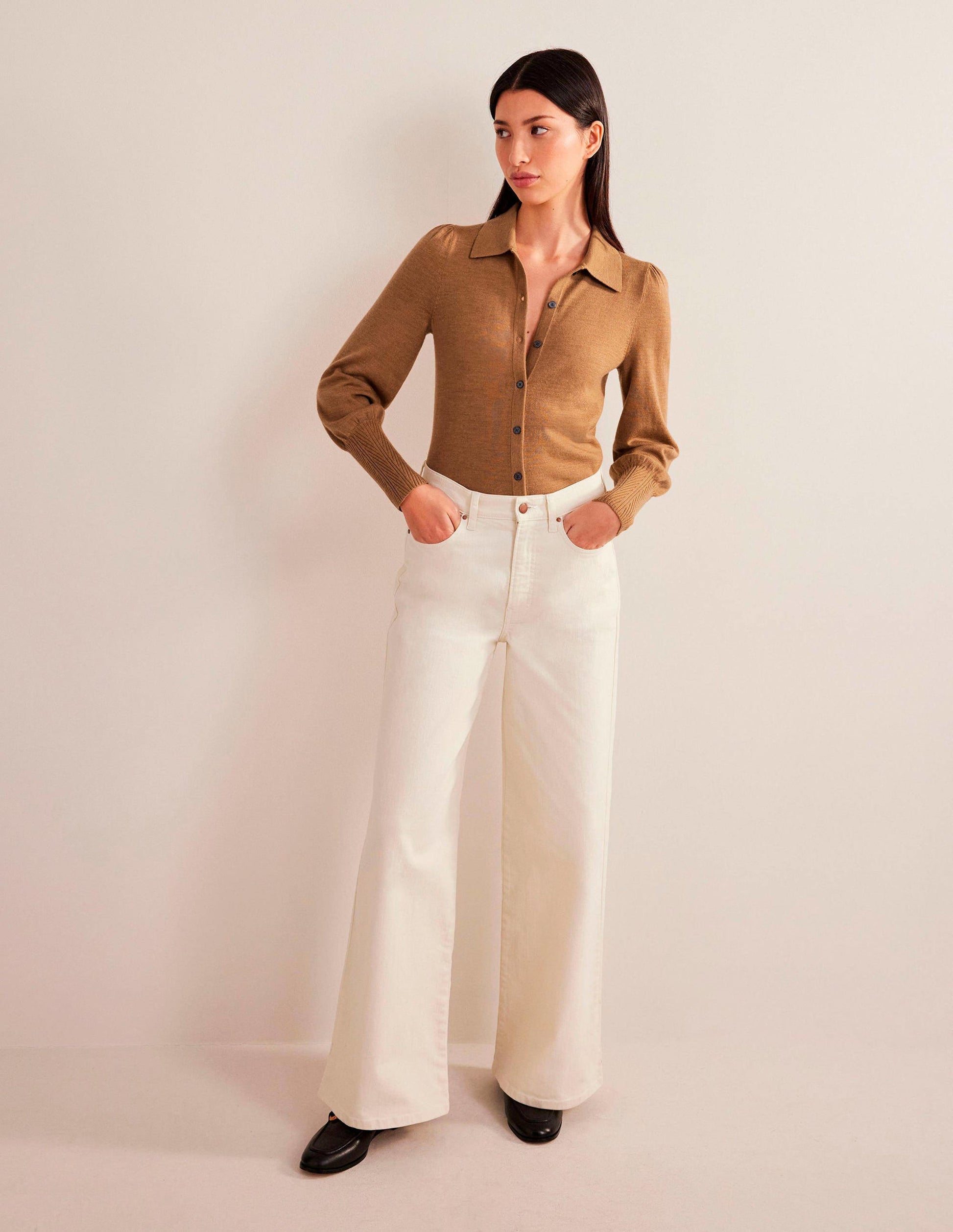 Merino Detail Cuff  Shirt-Camel Melange-5