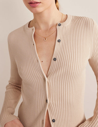 Ribbed Detail Cardigan-Rope-4