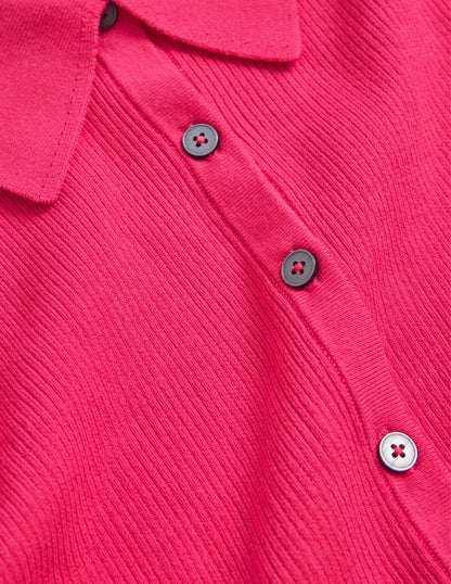 Ribbed-Knit Fitted Shirt-Virtual Pink