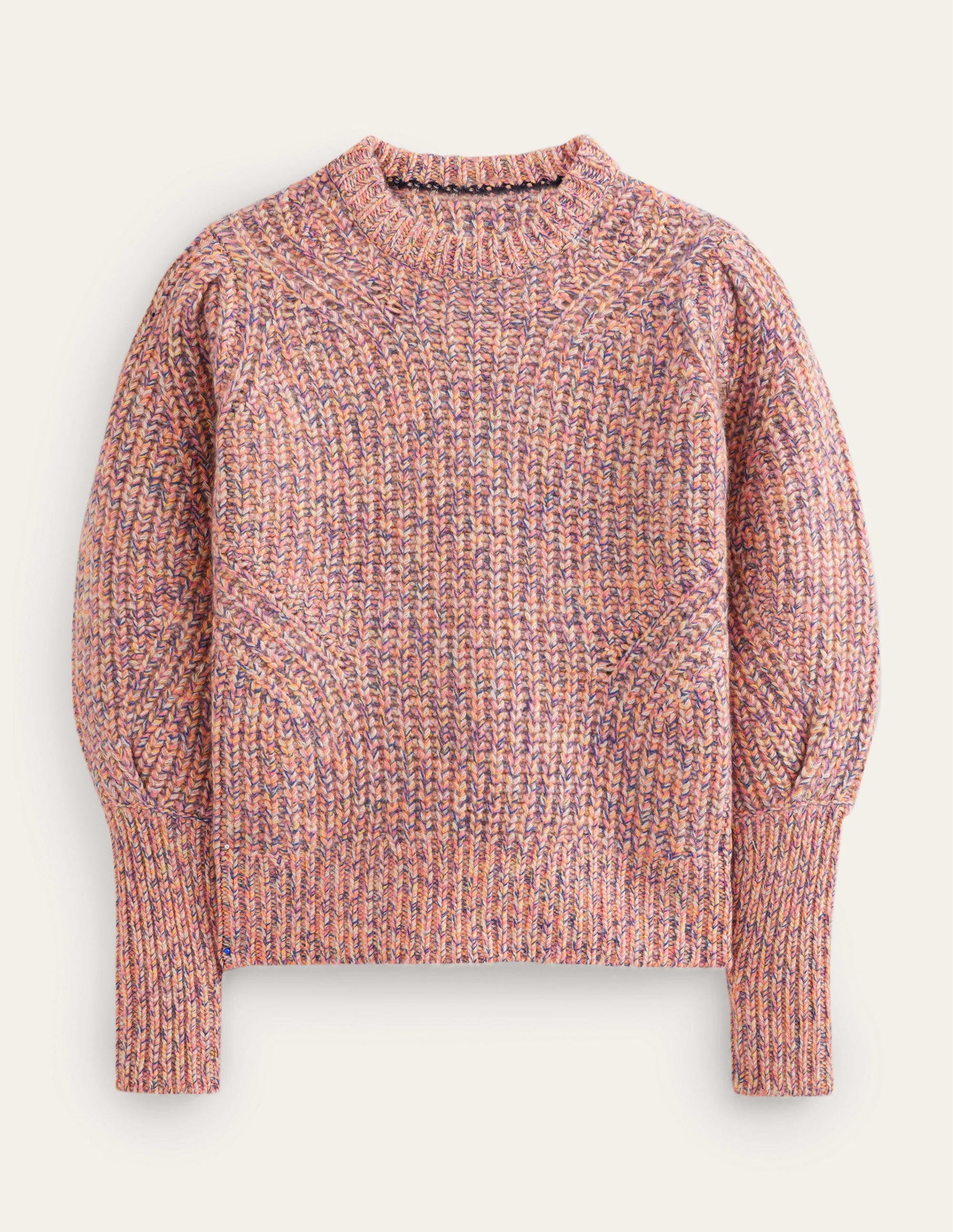 Chunky-Rib Cashmere Jumper-Dusky Rose Marl-6