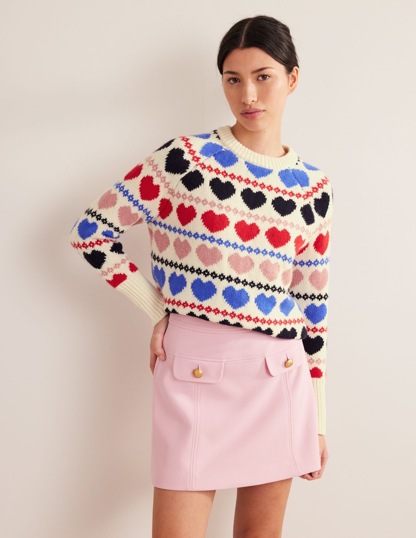 Chunky Fair Isle Jumper-Ivory Heart Fairisle