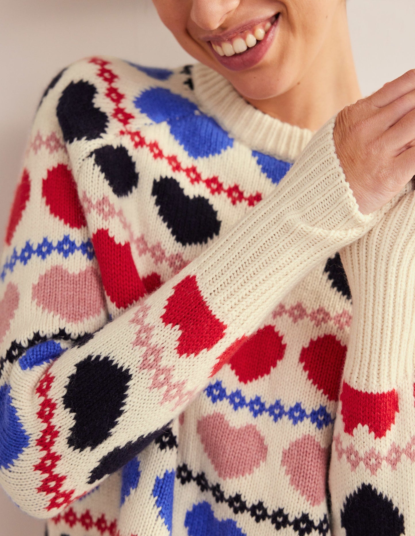 Chunky Fair Isle Jumper-Ivory Heart Fairisle