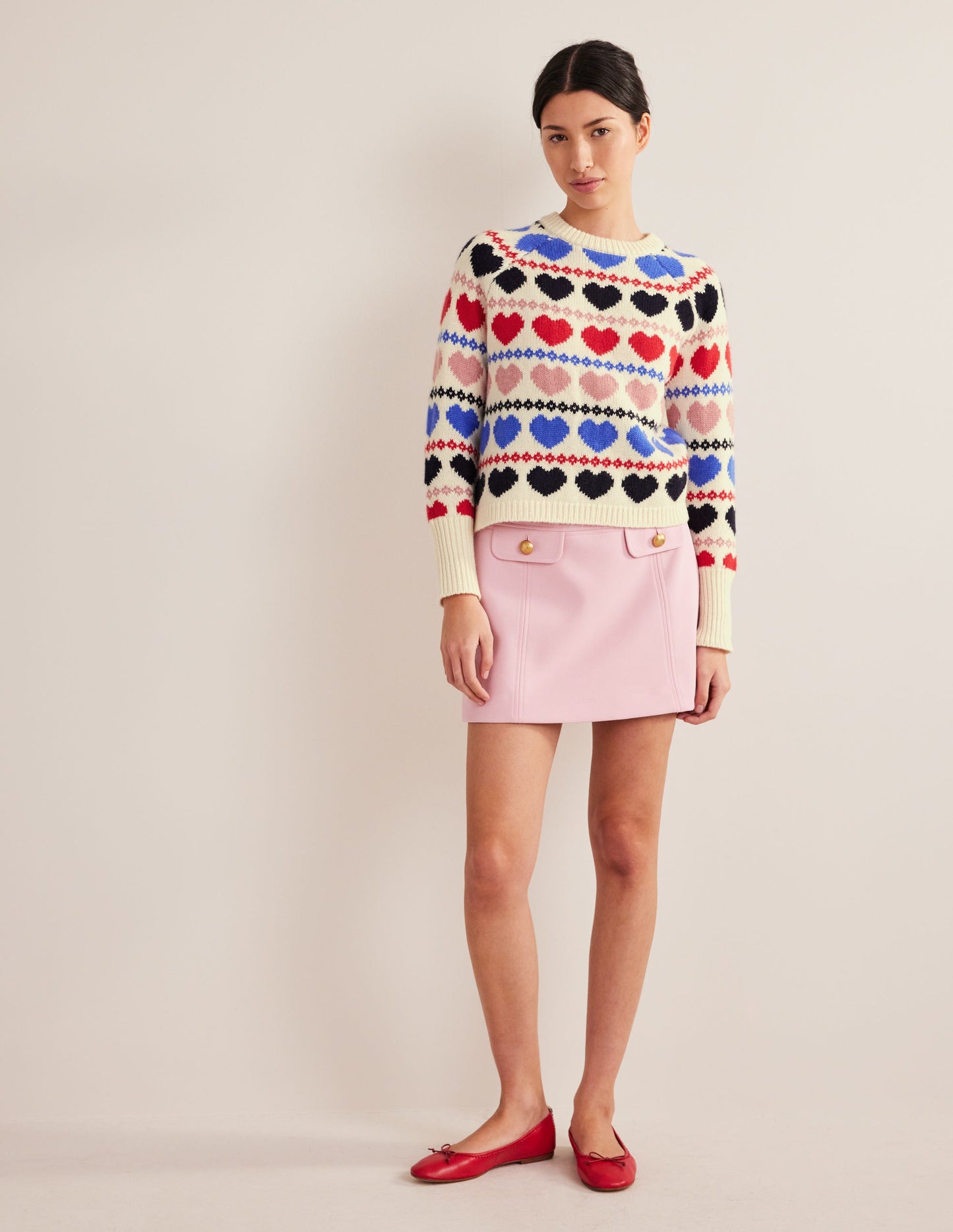 Chunky Fair Isle Jumper-Ivory Heart Fairisle