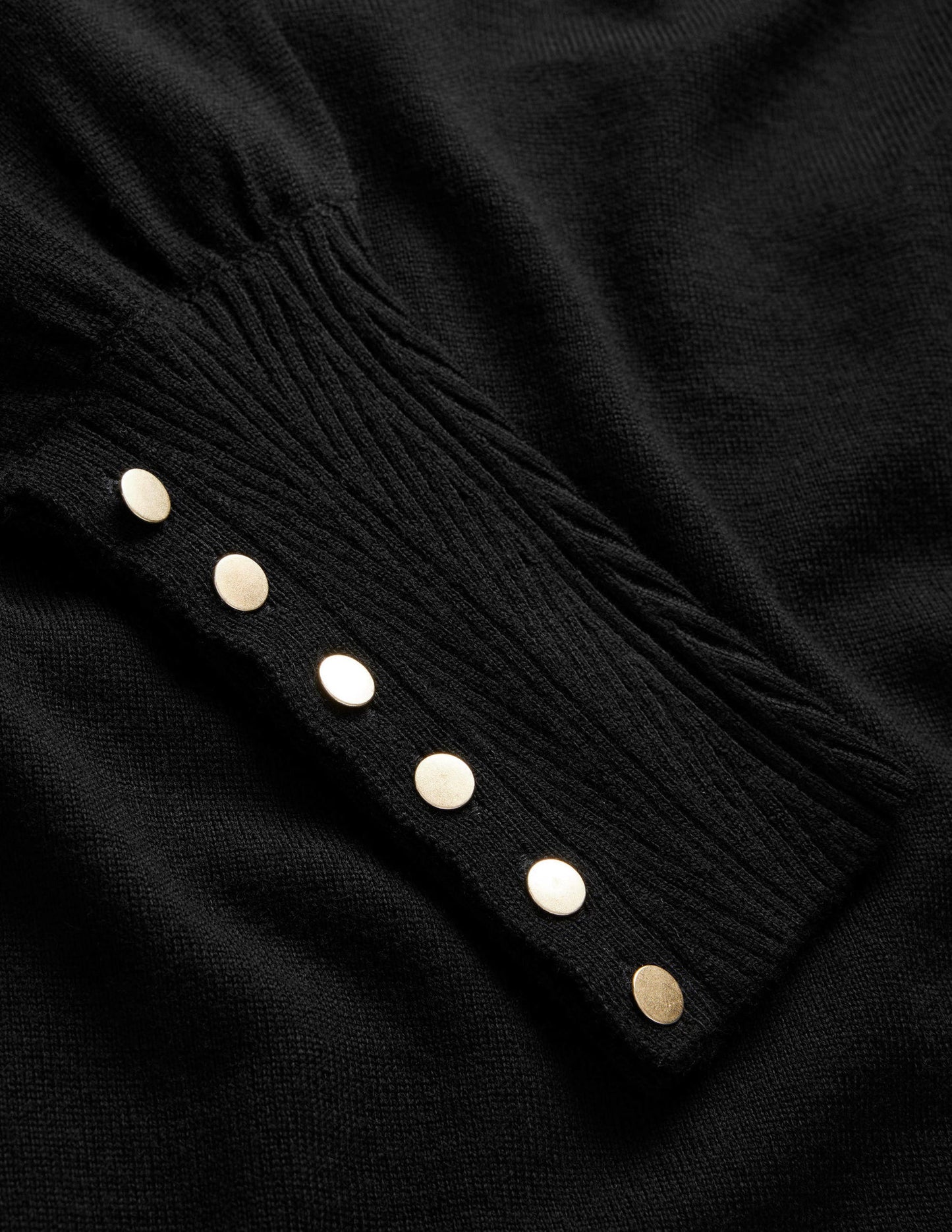 Button Cuff Merino Jumper-Black