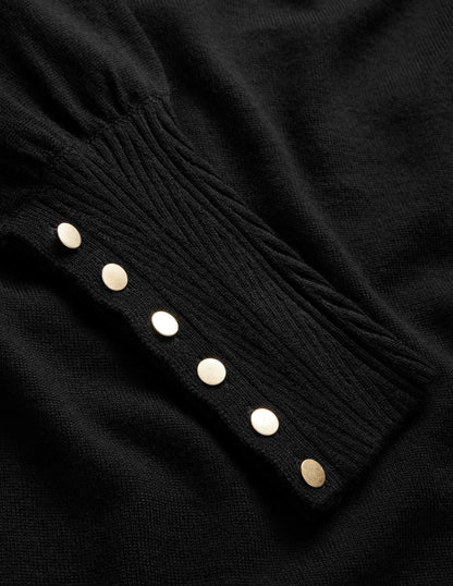 Button Cuff Merino Jumper-Black-6