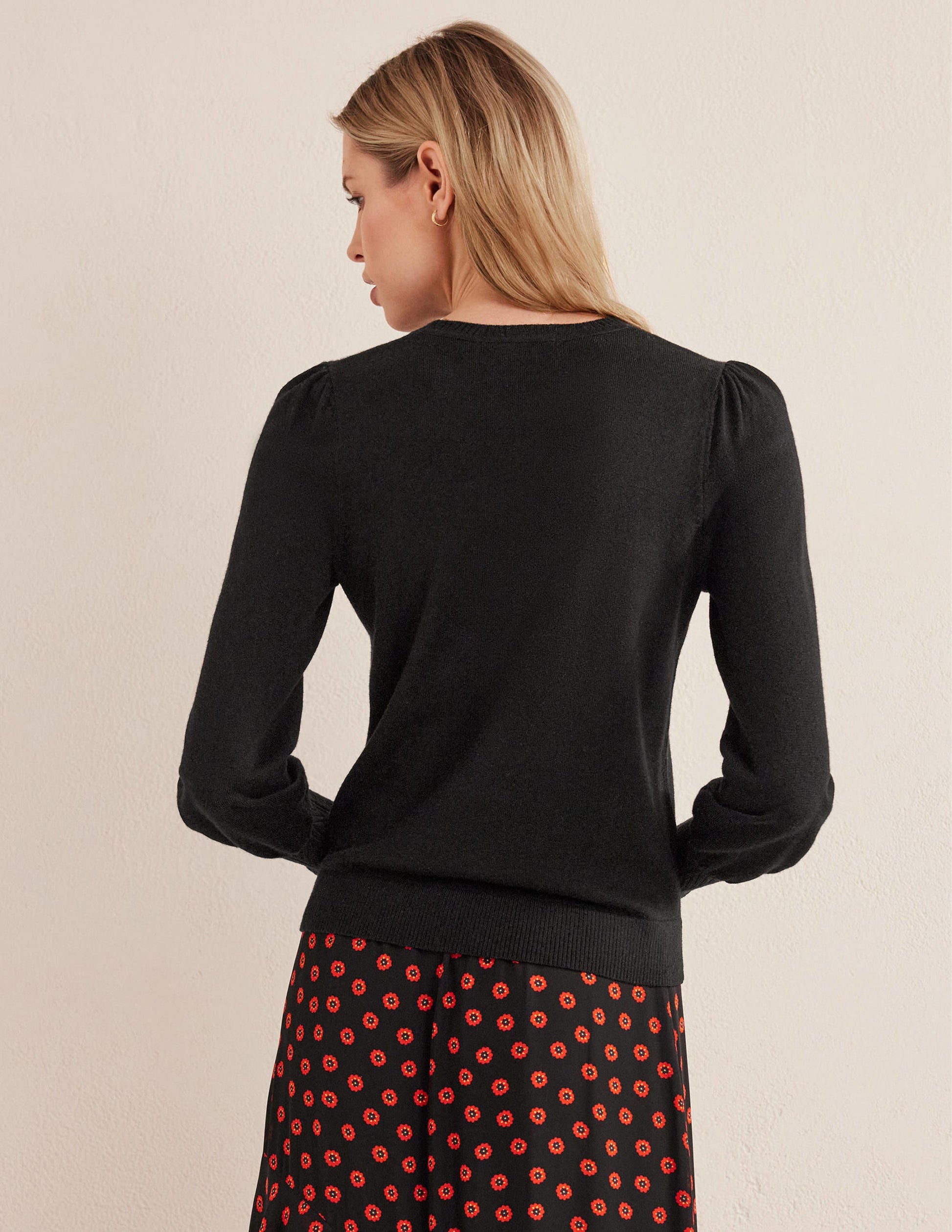 Button Cuff Merino Jumper-Black-3