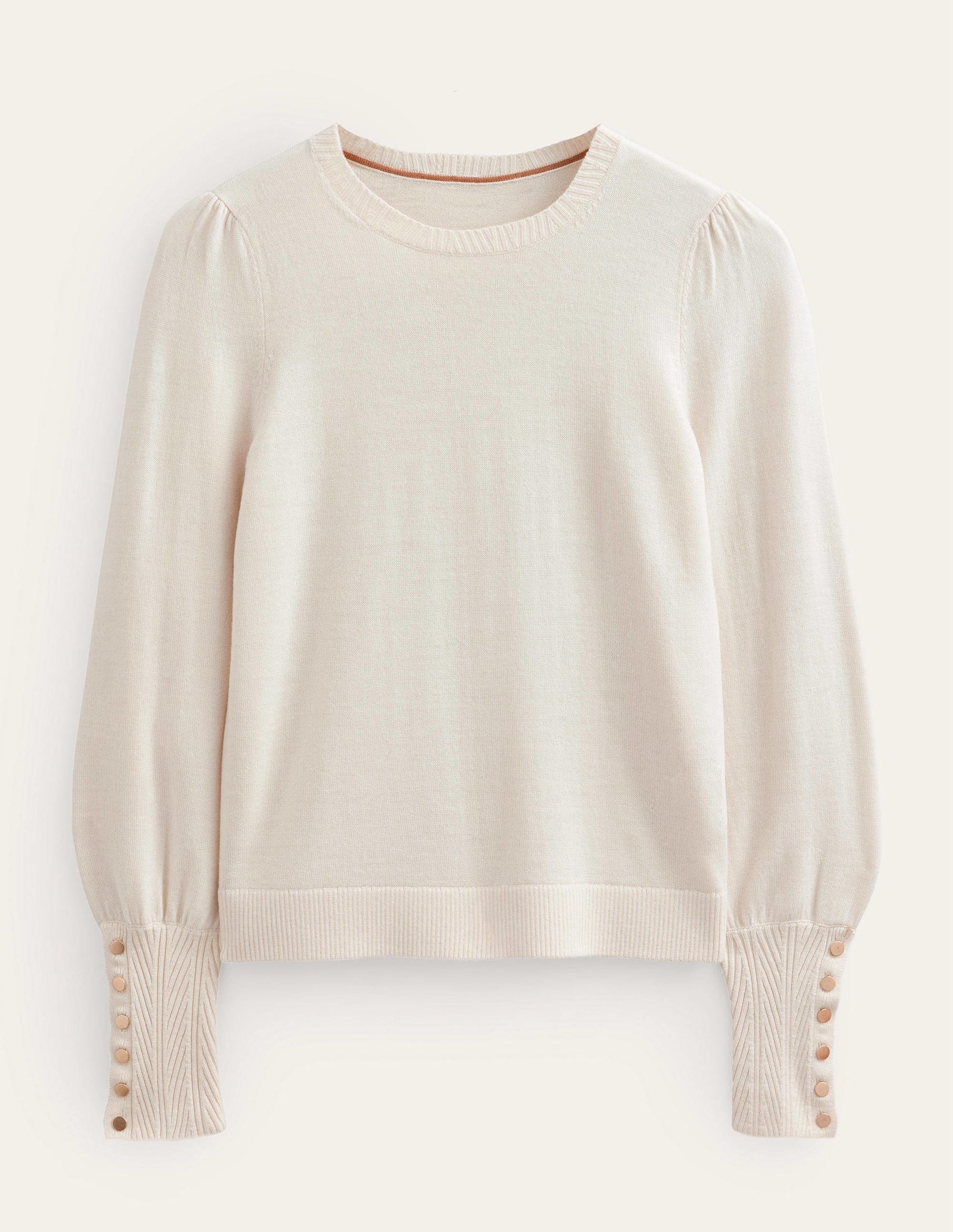 Button Cuff Merino Jumper-Warm Ivory-5